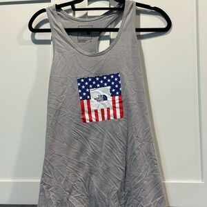 The North Face Gray Tank Top with American Flag Design